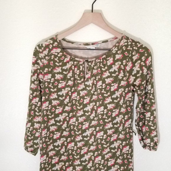 Boden Portobello Floral Midi Dress Sz 4L Pink/Green Ruffle Hem 3/4 Sleeves Belt - Picture 3 of 7